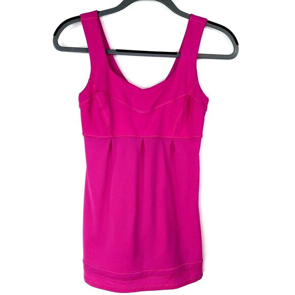Lululemon Womens Tank Size 4 Tame Me Fuschia Pink Luxtreme Mesh Cinch Cord - Picture 2 of 6